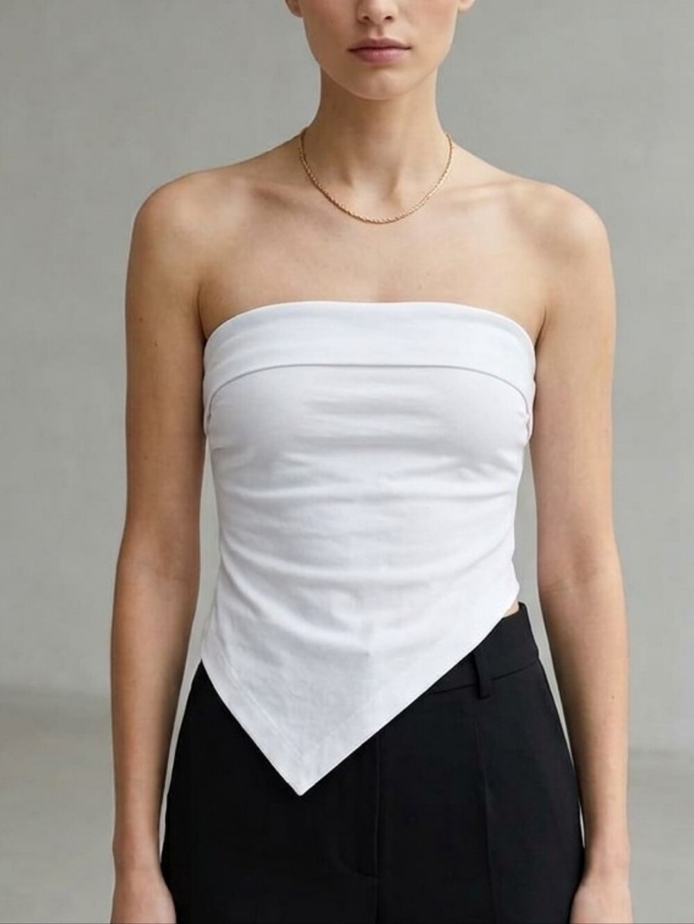 NWT! Zara White Strapless Asymmetrical Bandana/Handkerchief Top Size S